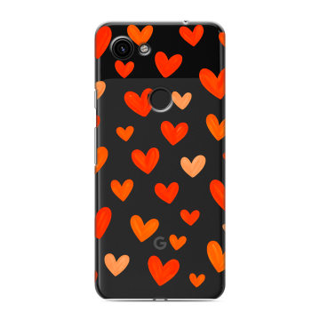 Пластиковый чехол на Google Pixel 3a с принтом Сердечки