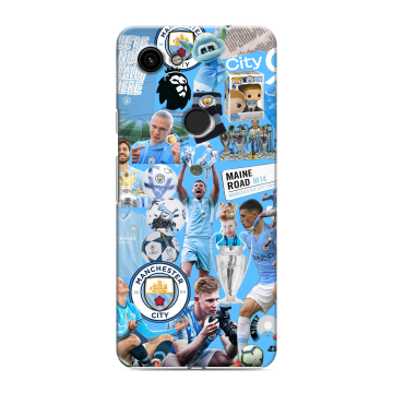 Пластиковый чехол на Google Pixel 3a с принтом Man City Манчестер Сити