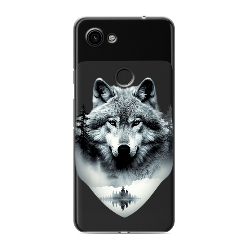 Пластиковый чехол на Google Pixel 3a с принтом Волк в лесу Пластиковый чехол на Google Pixel 3a с принтом Волк в лесу