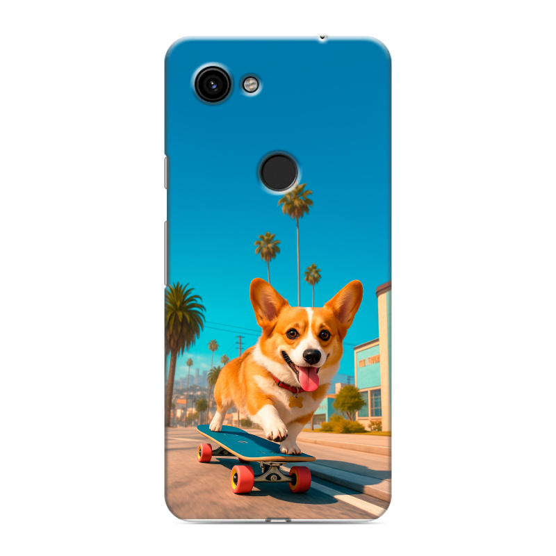 Пластиковый чехол на Google Pixel 3a с принтом Корги на скейте Пластиковый чехол на Google Pixel 3a с принтом Корги на скейте
