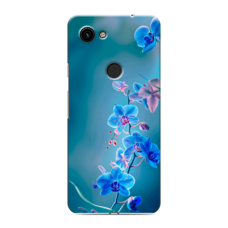 Пластиковый чехол на Google Pixel 3a с принтом Голубые цветы Пластиковый чехол на Google Pixel 3a с принтом Голубые цветы