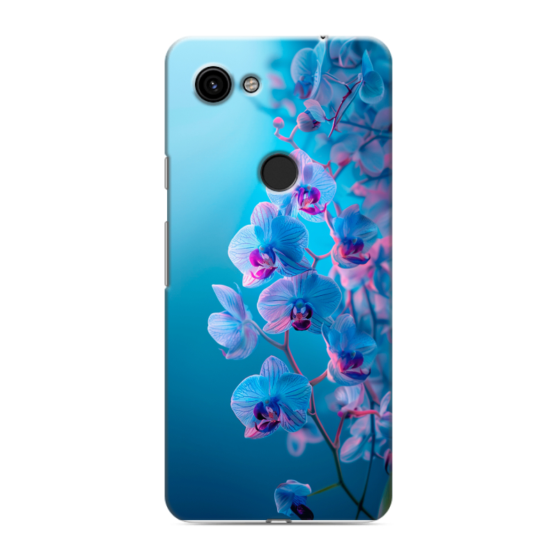 Пластиковый чехол на Google Pixel 3a с принтом голубые орхидеи Пластиковый чехол на Google Pixel 3a с принтом голубые орхидеи
