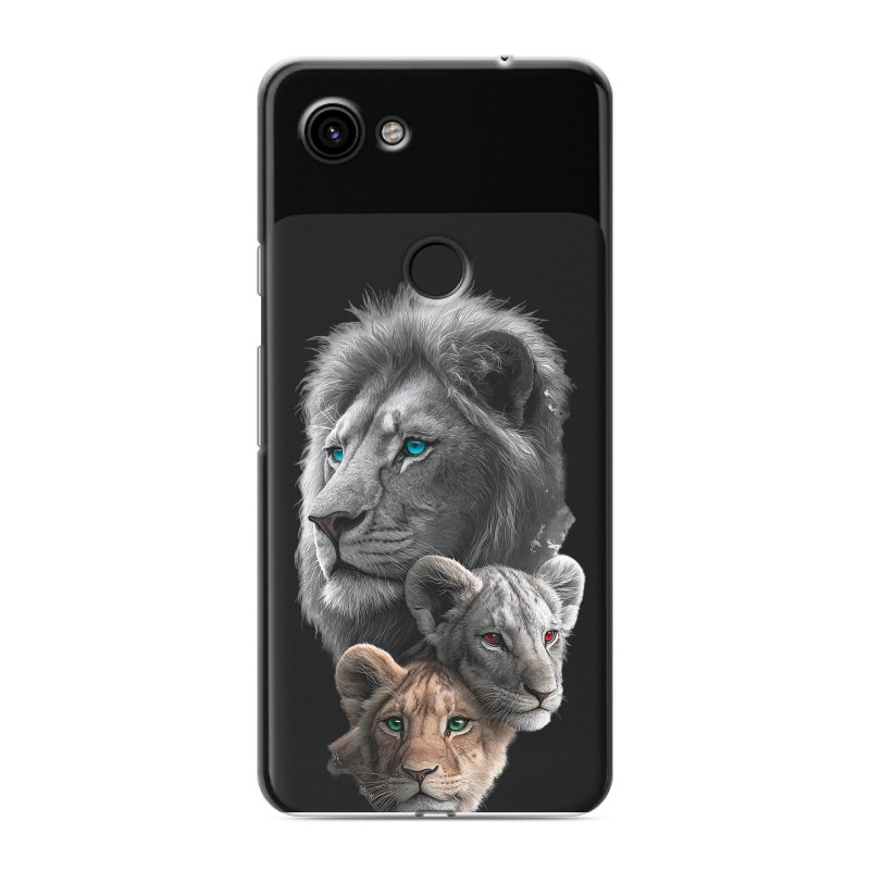 Пластиковый чехол на Google Pixel 3a с принтом Львы Пластиковый чехол на Google Pixel 3a с принтом Львы