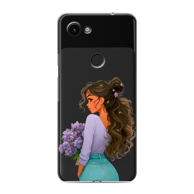 Пластиковый чехол на Google Pixel 3a с принтом девушка цветы Пластиковый чехол на Google Pixel 3a с принтом девушка цветы