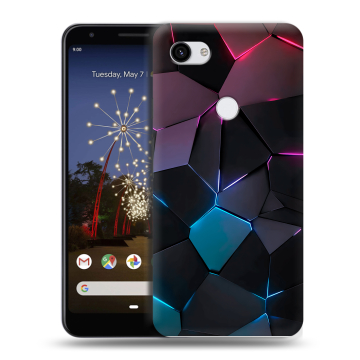 Пластиковый чехол на Google Pixel 3a XL с принтом Геометрия неона