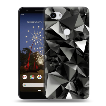 Пластиковый чехол на Google Pixel 3a XL с принтом Черные кристаллы