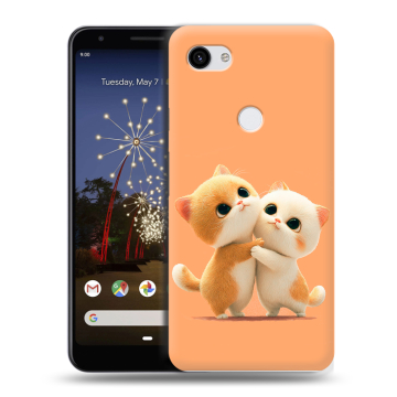 Пластиковый чехол на Google Pixel 3a XL с принтом Милые котики