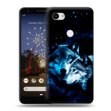 Пластиковый чехол на Google Pixel 3a XL с принтом Волки