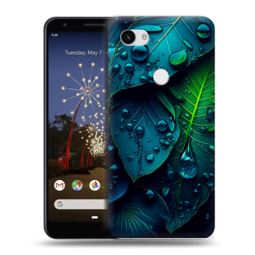 Пластиковый чехол на Google Pixel 3a XL с принтом Листья
