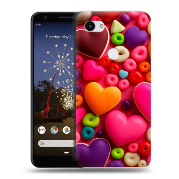 Пластиковый чехол на Google Pixel 3a XL с принтом Сердечки