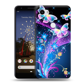 Пластиковый чехол на Google Pixel 3a XL с принтом Бабочки