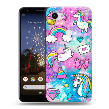 Пластиковый чехол на Google Pixel 3a XL с принтом Единороги Пластиковый чехол на Google Pixel 3a XL с принтом Единороги
