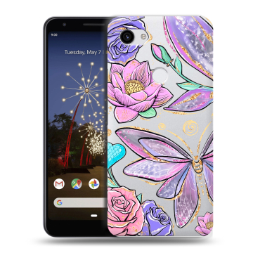 Пластиковый чехол на Google Pixel 3a XL с принтом Бабочки и цветы Пластиковый чехол на Google Pixel 3a XL с принтом Бабочки и цветы