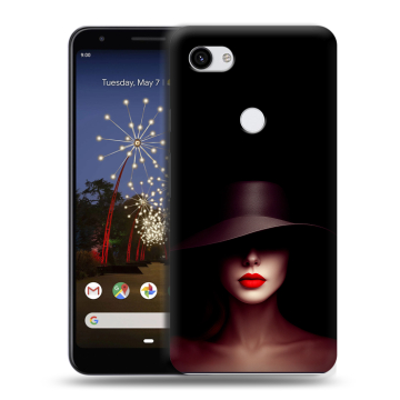 Пластиковый чехол на Google Pixel 3a XL с принтом Девушка в шляпе