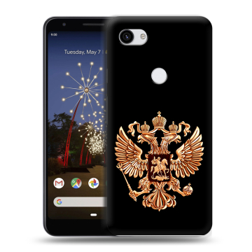 Пластиковый чехол на Google Pixel 3a XL с принтом Герб России золотой Пластиковый чехол на Google Pixel 3a XL с принтом Герб России золотой