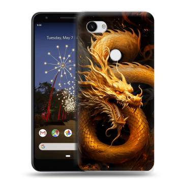 Пластиковый чехол на Google Pixel 3a XL с принтом Золотой дракон Пластиковый чехол на Google Pixel 3a XL с принтом Золотой дракон