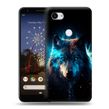 Пластиковый чехол на Google Pixel 3a XL с принтом Волк ночной Пластиковый чехол на Google Pixel 3a XL с принтом Волк ночной