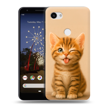 Пластиковый чехол на Google Pixel 3a XL с принтом котенок