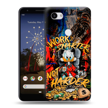 Пластиковый чехол на Google Pixel 3a XL с принтом Дональд Дак Деньги