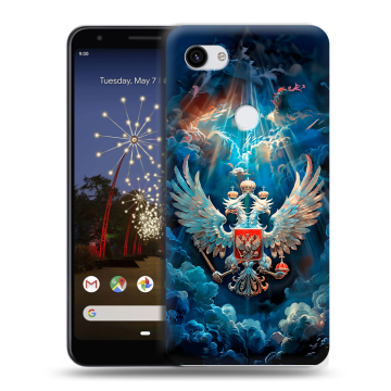 Пластиковый чехол на Google Pixel 3a XL с принтом Герб флаг России Пластиковый чехол на Google Pixel 3a XL с принтом Герб флаг России