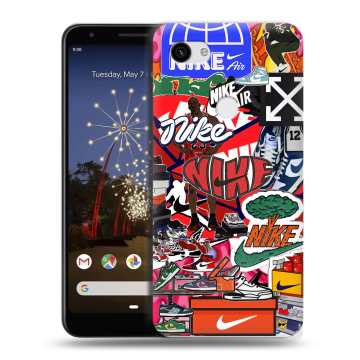 Пластиковый чехол на Google Pixel 3a XL с принтом Найк Nike яркий Пластиковый чехол на Google Pixel 3a XL с принтом Найк Nike яркий