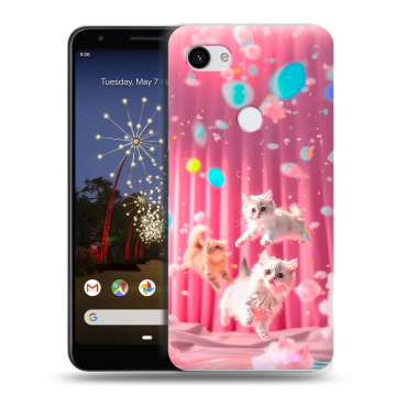Пластиковый чехол на Google Pixel 3a XL с принтом милые котики