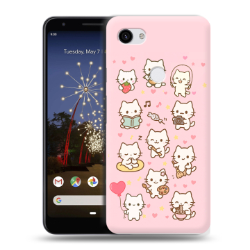 Пластиковый чехол на Google Pixel 3a XL с принтом Hello Kitty Хелоу Кити