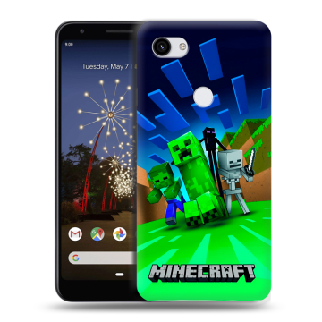 Пластиковый чехол на Google Pixel 3a XL с принтом Майнкрафт Пластиковый чехол на Google Pixel 3a XL с принтом Майнкрафт