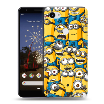 Пластиковый чехол на Google Pixel 3a XL с принтом Миньоны