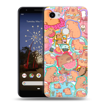 Пластиковый чехол на Google Pixel 3a XL с принтом капибары