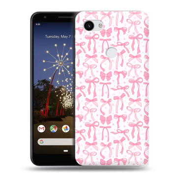Пластиковый чехол на Google Pixel 3a XL с принтом Розовые бантики Пластиковый чехол на Google Pixel 3a XL с принтом Розовые бантики