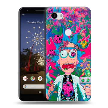 Пластиковый чехол на Google Pixel 3a XL с принтом Рик и Морти Rick Morty