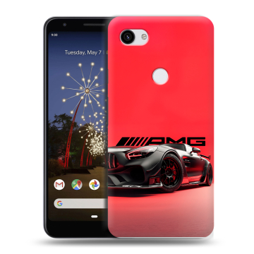 Пластиковый чехол на Google Pixel 3a XL с принтом Мерседес Mercedes AMG