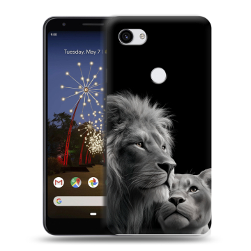 Пластиковый чехол на Google Pixel 3a XL с принтом Лев кошки