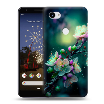 Пластиковый чехол на Google Pixel 3a XL с принтом Цветы и мрамор Пластиковый чехол на Google Pixel 3a XL с принтом Цветы и мрамор