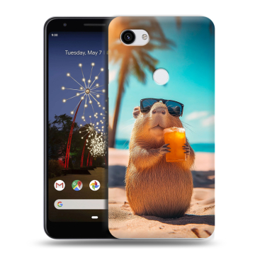 Пластиковый чехол на Google Pixel 3a XL с принтом Капибара Пластиковый чехол на Google Pixel 3a XL с принтом Капибара
