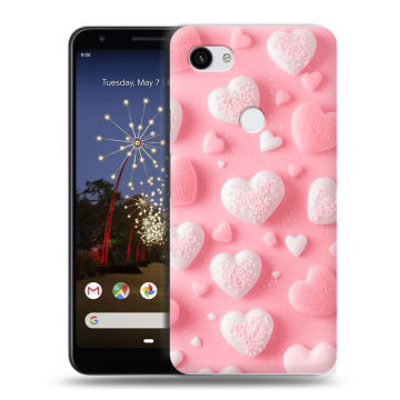 Пластиковый чехол на Google Pixel 3a XL с принтом Сердечки