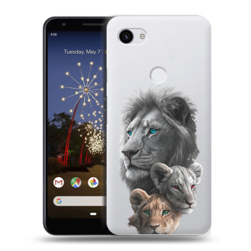 Пластиковый чехол на Google Pixel 3a XL с принтом Львы