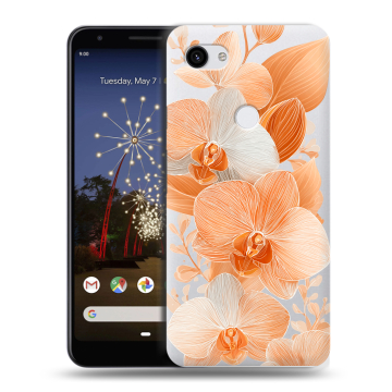 Пластиковый чехол на Google Pixel 3a XL с принтом Бежевые цветы