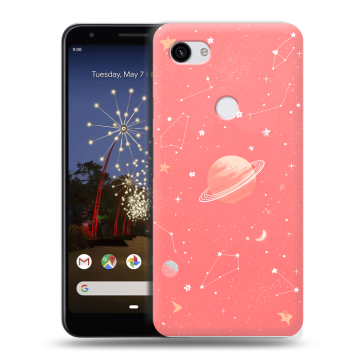 Пластиковый чехол на Google Pixel 3a XL с принтом Розовый космос