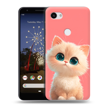 Пластиковый чехол на Google Pixel 3a XL с принтом Розовый котенок
