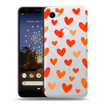 Пластиковый чехол на Google Pixel 3a XL с принтом Сердечки