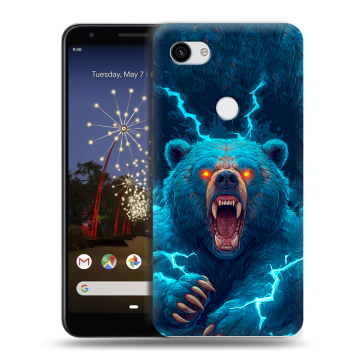 Пластиковый чехол на Google Pixel 3a XL с принтом Медведь