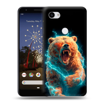 Пластиковый чехол на Google Pixel 3a XL с принтом Медведь
