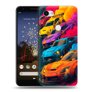 Пластиковый чехол на Google Pixel 3a XL с принтом Тачки