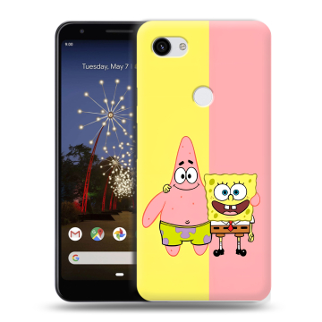 Пластиковый чехол на Google Pixel 3a XL с принтом Спанч боб Спанчбоб