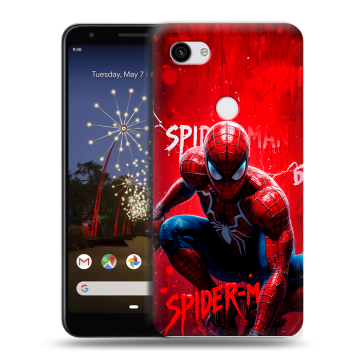 Пластиковый чехол на Google Pixel 3a XL с принтом Spiderman Человек паук Пластиковый чехол на Google Pixel 3a XL с принтом Spiderman Человек паук