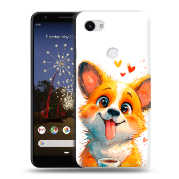Пластиковый чехол на Google Pixel 3a XL с принтом корги Пластиковый чехол на Google Pixel 3a XL с принтом корги