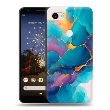Пластиковый чехол на Google Pixel 3a XL с принтом Мрамор блестки Пластиковый чехол на Google Pixel 3a XL с принтом Мрамор блестки