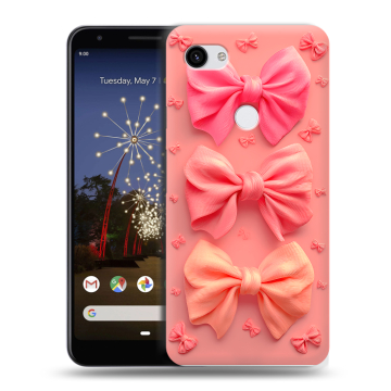 Пластиковый чехол на Google Pixel 3a XL с принтом Розовые бантики Пластиковый чехол на Google Pixel 3a XL с принтом Розовые бантики